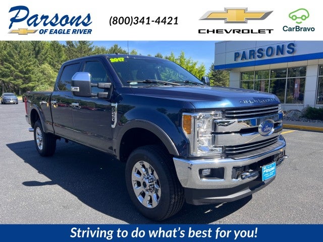 2017 Ford F-250 LARIAT in Blue — front three-quarter view