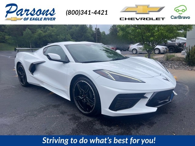 2025 Chevrolet Corvette Stingray 1LT in Arctic White — front three-quarter view