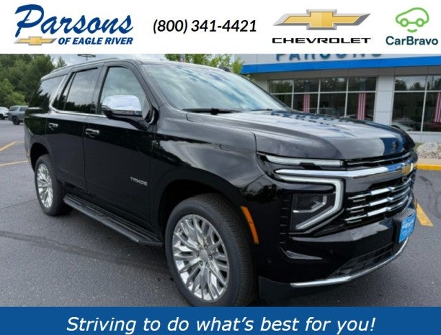 2025 Chevrolet Tahoe Premier in Black — front three-quarter view
